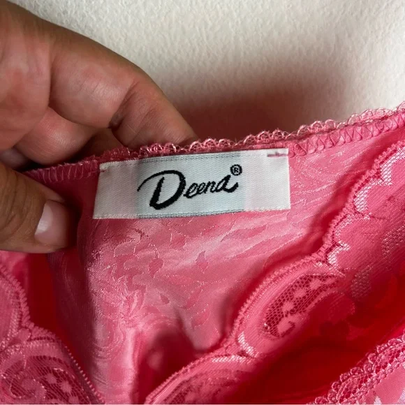 Vintage Deena Pink slip dress Lacey nightie Y2K style size: L - Picture 8 of 12